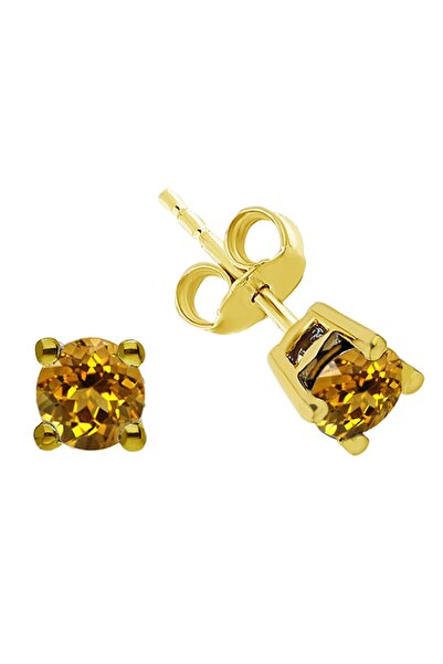 Sirius Pırlanta Kadın 14 Ayar Sitrin Tektaş Küpe