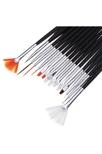 Genel Markalar Nailart 15'li Tırnak Süsleme Fırçası Siyah