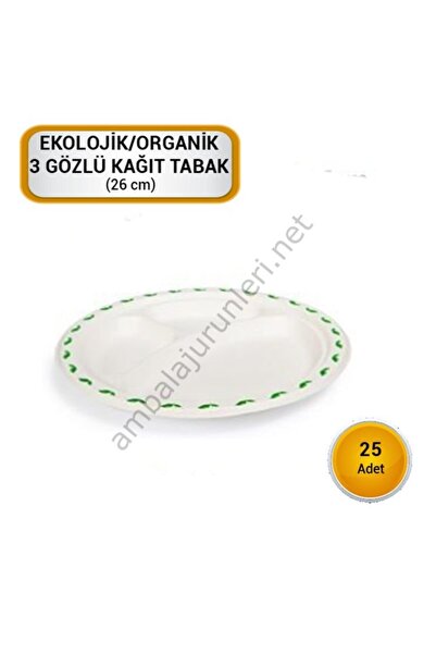 GİZPAK Ekolojik Organik Kağıt Tabak Üç Göz 50 Adet