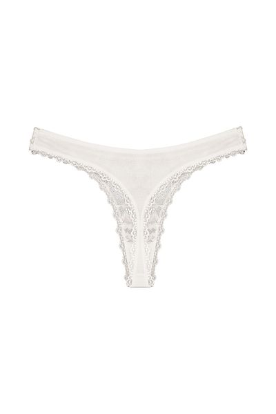 Zena Ecru Front Lace Back Cotton String Women's Panties