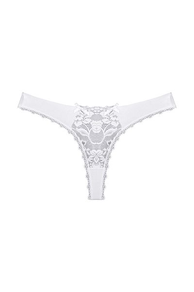 Zena White Cotton Lace Detailed String Women's Panties