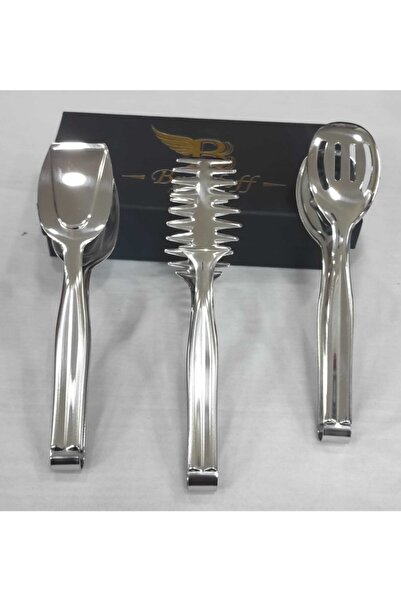 BRONDOFF B 3 Piece Steel Serving Tongs Set