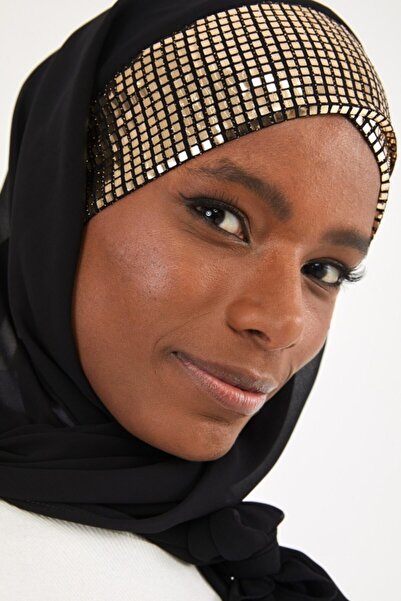 Differenza Triangle Chiffon Scarf Black Gold