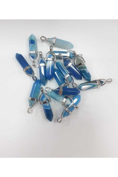 Yüksel Boncuk Blue Agate Natural Stone Nail Necklace (1 Piece)