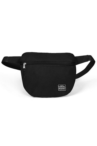 Coral High Faux Leather Black Waist Bag