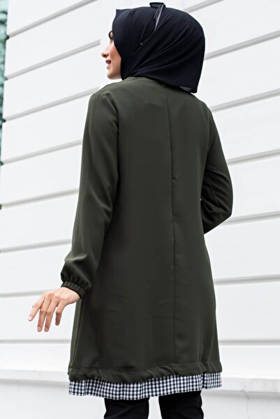 Feiza Collection Ekose Detaylı Tunik - Haki