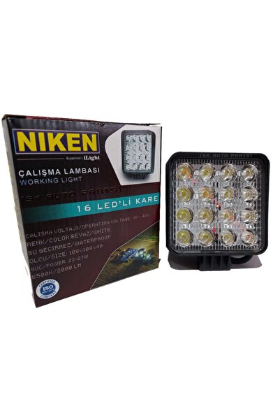 Niken 16 Led Kare Kalın Kasalı Off Road Sis Farı Çalışma Lambası (12v-24v Uyu...