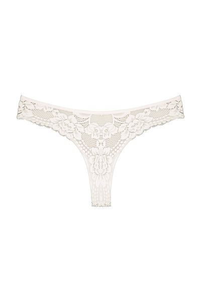 Zena Ecru Cotton Lace Back Thong Women's Panties