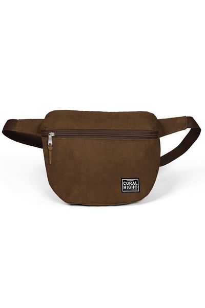 Coral High Faux Leather Brown Waist Bag