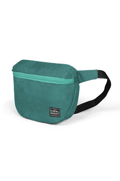 Coral High Faux Leather Green Waist Bag