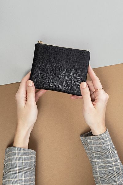 Leather Paper Mini Leather Wallet - Black
