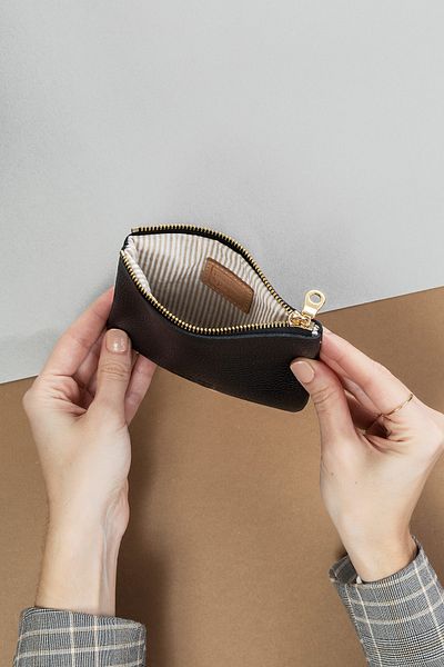 Leather Paper Mini Leather Wallet - Black