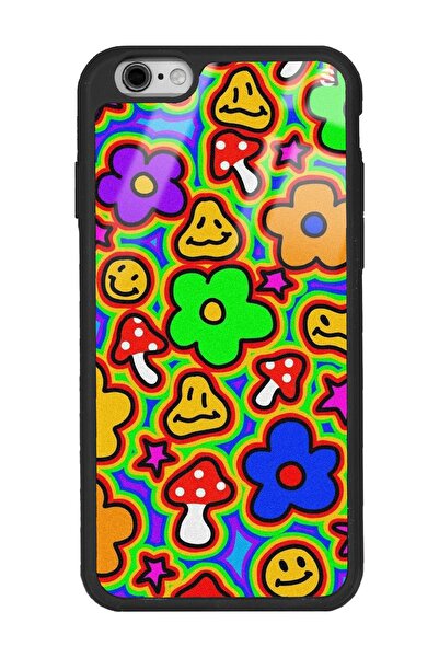 Spoyi حافظة هاتف لامعة بتصميم زهور نيون لهاتف آيفون 6 - 6s