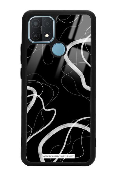 Spoyi Oppo A15 - A15s Black Wave Tasarımlı Glossy Telefon Kılıfı