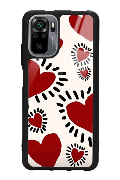 Spoyi Xiaomi Redmi Note 10 - 10S Brush Heart Design Glossy Phone Case