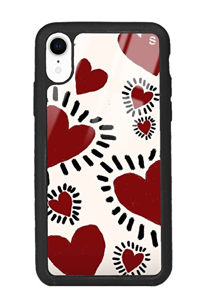 Spoyi Iphone Xr Brush Heart Tasarımlı Glossy Telefon Kılıfı