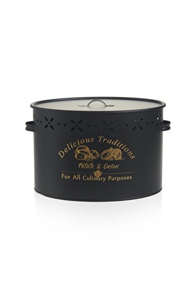 Tutalhome Siyah Metal Bölmeli Patates Soğan Kovası 18 Lt