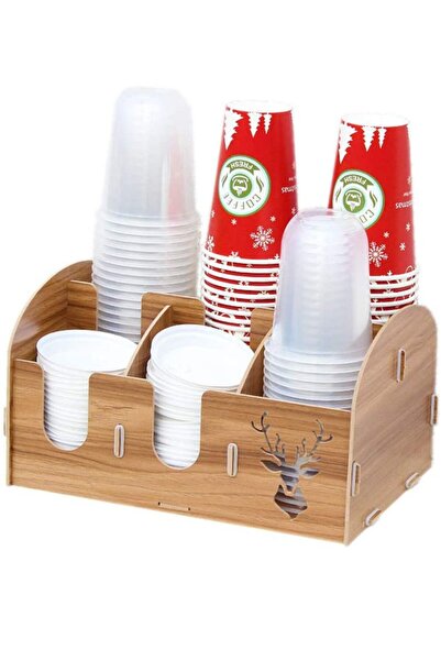 Aldebaran Reklam Wooden Cup Organizer Plastic Cup And Lid - Cardboard Cup And...