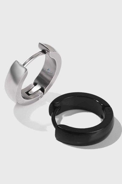 Bluem Steel Non-Tarnish Curved Perforated Earring Set Double - Imported Anti-Tarnish Steel