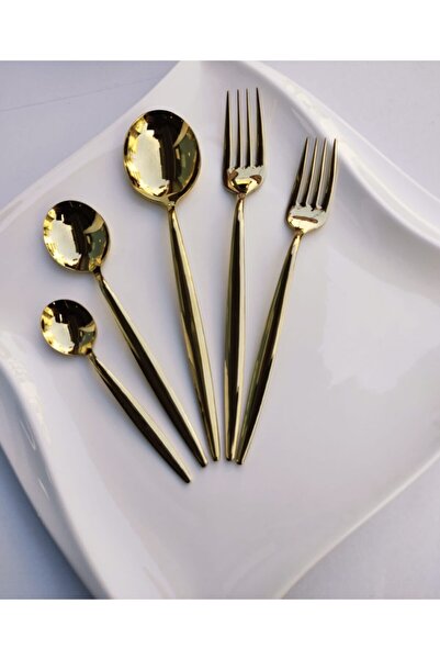 DMR LİFE Asian Titanium Gold 42-Piece 6-Person Fork Spoon Knife Set (Read the Set Content)