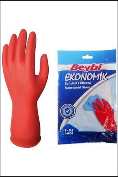 Beybi Economical Housework and Dishwashing Gloves Size 9-9.5 L - 5 Pairs