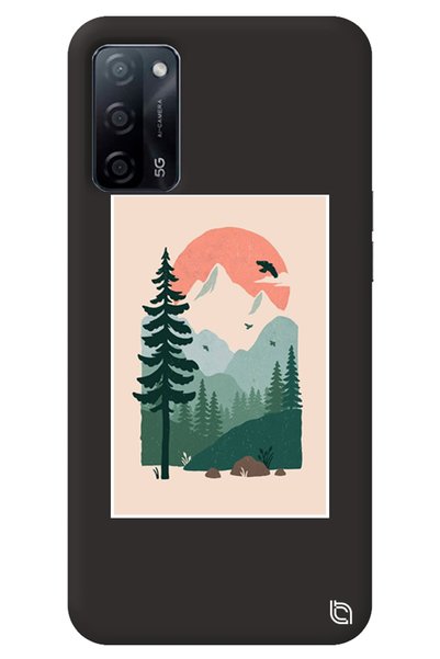WANNA PROTECT Oppo A52 Black Color Wild Oak Velvet Patterned Silicone Phone Case