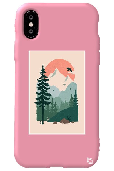 WANNA PROTECT iPhone XS Pink Colored Wild Oak Velvet Patterned Silicone Phone...