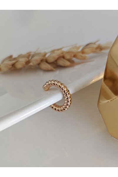 SU PERİSİ TAKI BİJUTERİ Gold Burgu Model Earcuff Kıkırdak Küpe