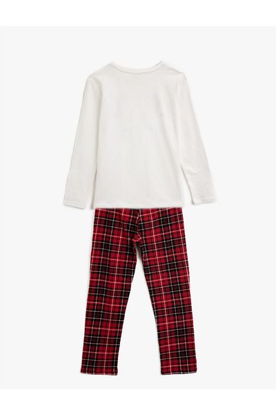 Koton Family Pajamas | Girl's Cotton Crew Neck Plaid Pajama Set