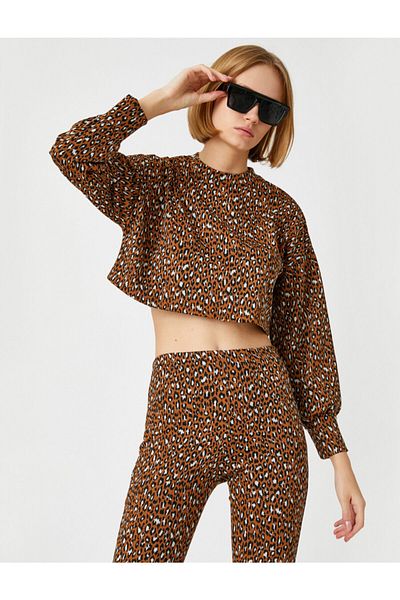 Koton Leoparden-Crop-Pullover Damen