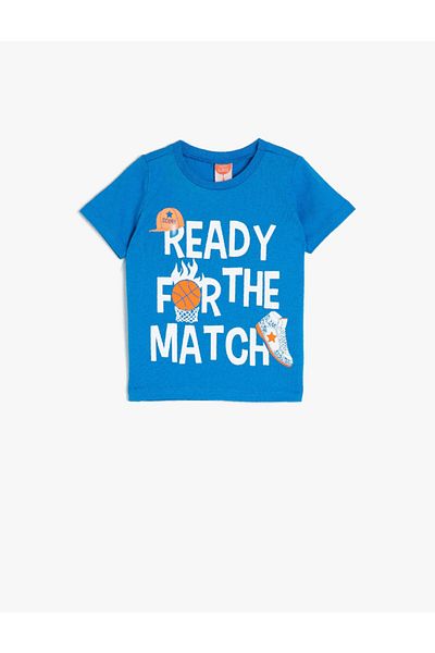 Koton Baby Boy Blue Text Printed T-shirt 0ymb18330ok