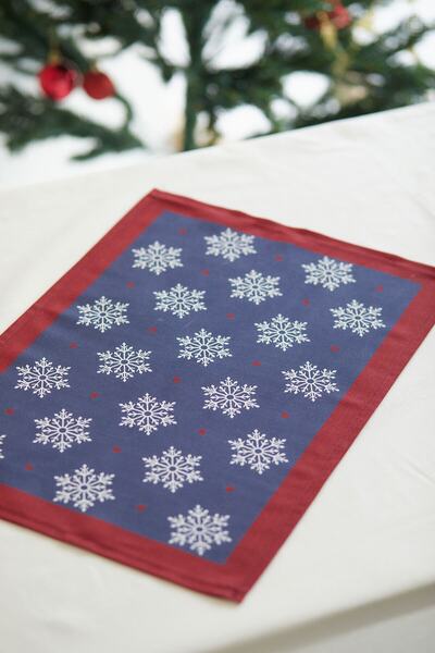 AYSHOME Ays Home Χριστουγεννιάτικο Snowflake Navy Blue Σετ αμερικανικού σερβιρίσματος 2 τεμαχίων