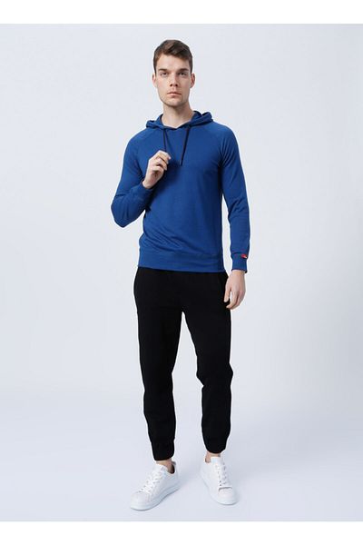 Blackspade 7468 Hooded Long Sleeve Regular Fit Plain Navy Blue Men's Sweatshirt