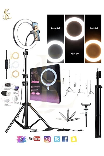 EN SİGA 120 Led Ring Lıght Influencer Youtuber Tiktok Telefon Tutucu Makyaj Işığı 10 Inç 2.1 Mt Trıpod