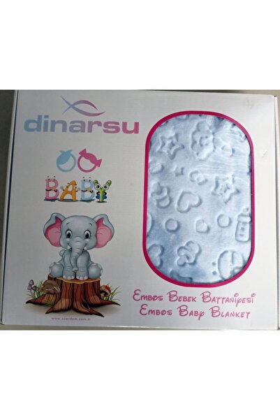 Dinarsu Embos Kabartmalı 100 X 120cm Ebatlarında Mavi Bebek Battaniyesi