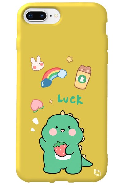 WANNA PROTECT iPhone 8 Plus Yellow Colored Dinosaur Velvet Patterned Silicone...