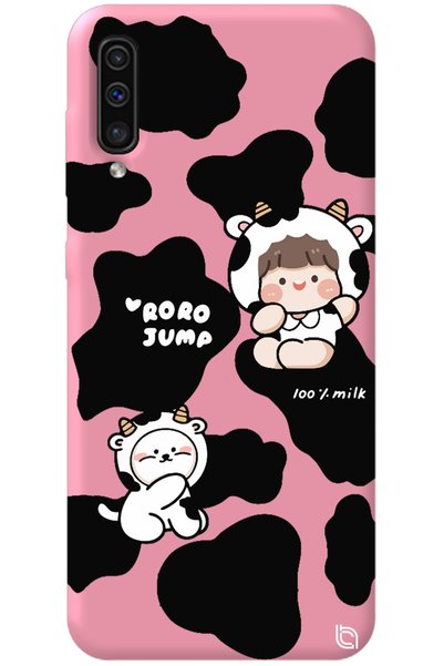WANNA PROTECT Samsung Galaxy A70 Pink Color Cow Velvet Patterned Silicone Pho...