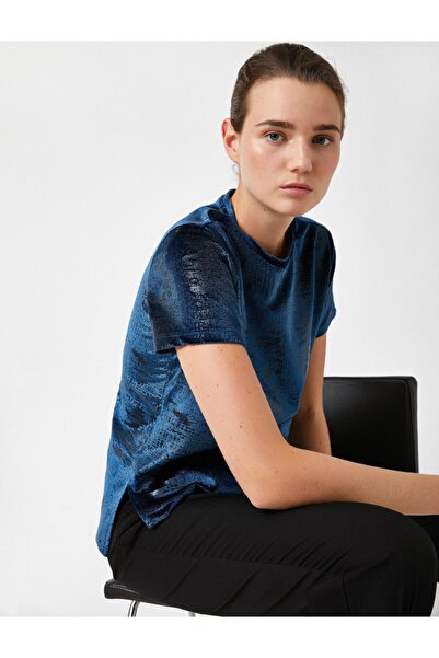 Koton Κοντομάνικο σουέντ μπλουζάκι