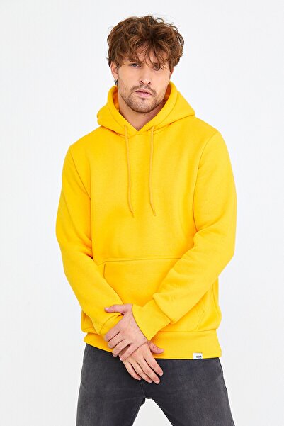 AMAZING CRASH Yellow Unisex Hooded Kangaroo Pocket Basic Sweatshirt