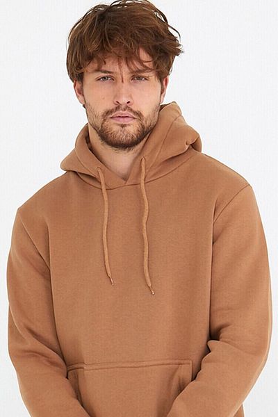 AMAZING CRASH Καφέ Unisex Βασικό φούτερ με κουκούλα και τσέπη καγκουρό