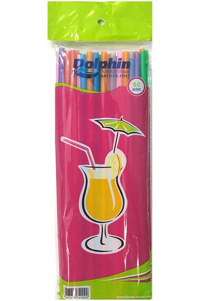 Dolphin Figure Drinking Straws 50 Pcs Long Covered Category: Practical Kitchen Utensils