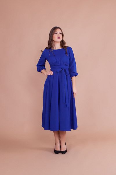 Bidoluelbise Γυναικείο φόρεμα Sax Blue Midi μήκους