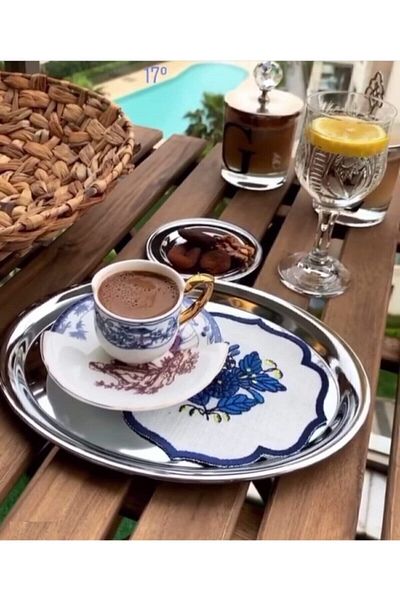 Reoona Steel Service Presentation Tray Coffee Tray 2 Pieces