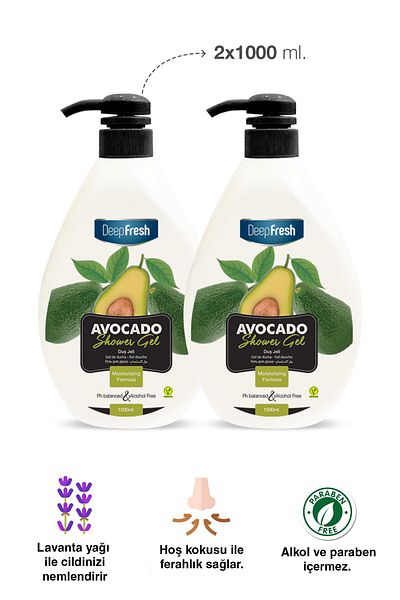 Deep Fresh Shower Gel Avocado 1 Lt X 2 Pieces