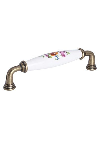 Porcellana Perla Porcelain Handle Cabinet Drawer Furniture Kitchen Handle Ruby 128Mm-Antiqueyellow-White-Stk090
