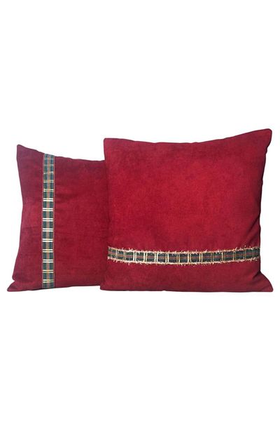 Alacastore New Year Christmas Themed Striped Set of 2 Red Pillow and Throw Pillow Covers