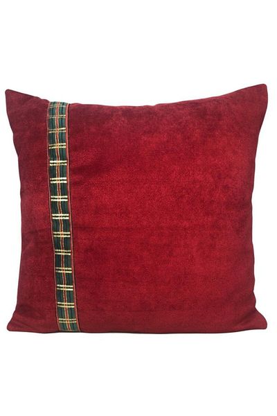 Alacastore New Year Christmas Themed Red Throw Pillow Cover with Side Stripes