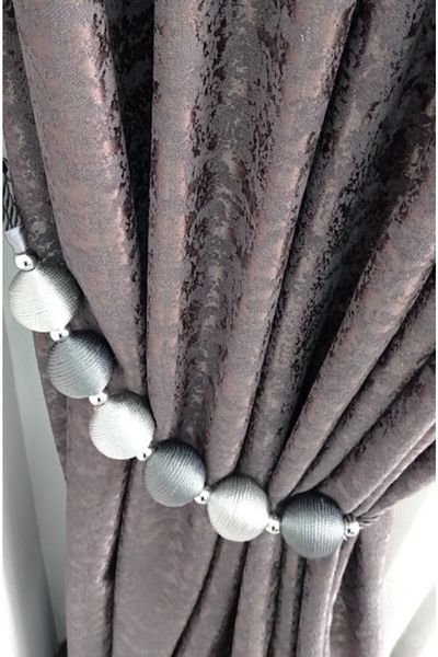 serART Necklace Row 6 Ball Background Curtain Side Laces Anthracite Silver