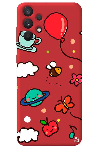 WANNA PROTECT Silicone Phone Case for Samsung A32 Red Color Bee Balloon Insid...