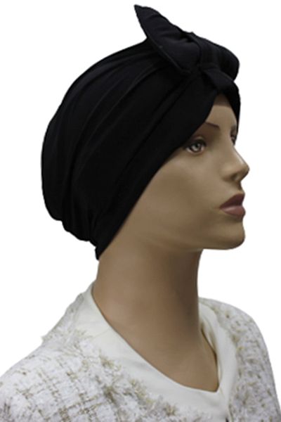 eflin Women's Hijab Clothing Black with Bonnet Bow